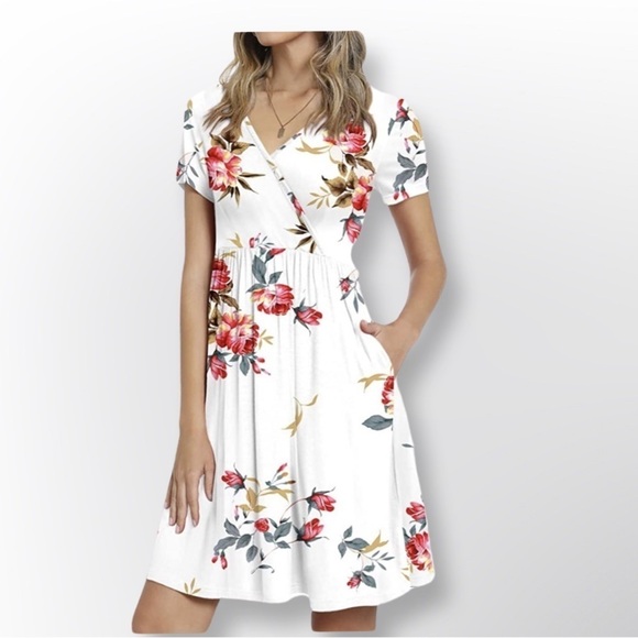Cathy Dresses & Skirts - CATHY Women's Floral Summer Casual Dress Short Sleeve NWT Size 2XL